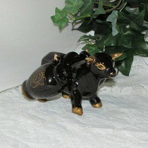 Vintage Salt & Pepper Shakers 3 pc Set Ox & Jugs Cow Bull